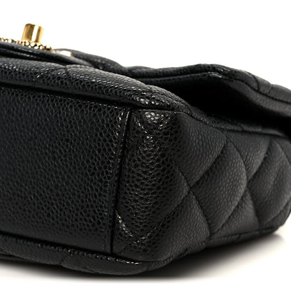Grained Lambskin Quilted Mini Flap Black