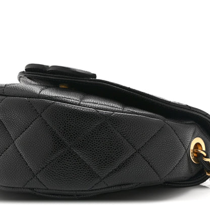 Caviar Quilted Mini Messenger Flap Black