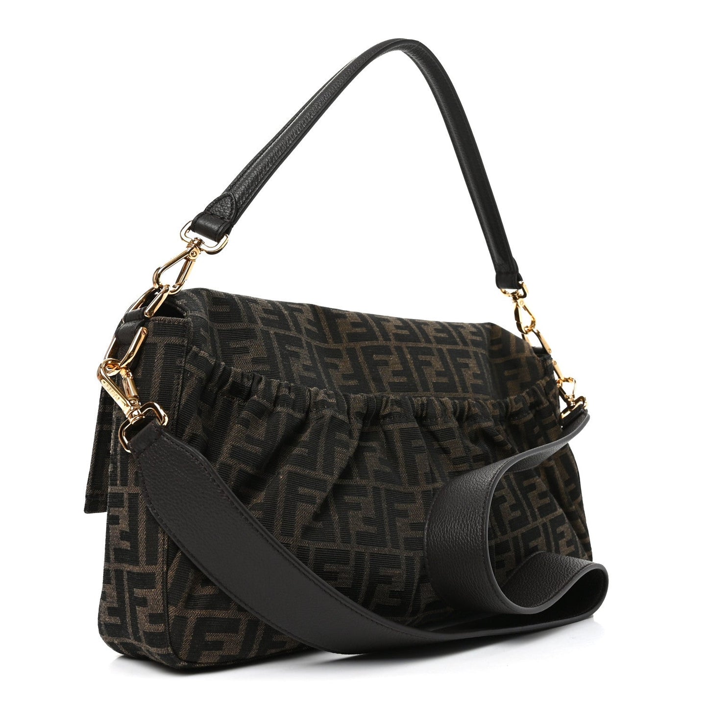 Fabric Jacquard FF 1974 Maxi Baguette Tobacco Moro Black