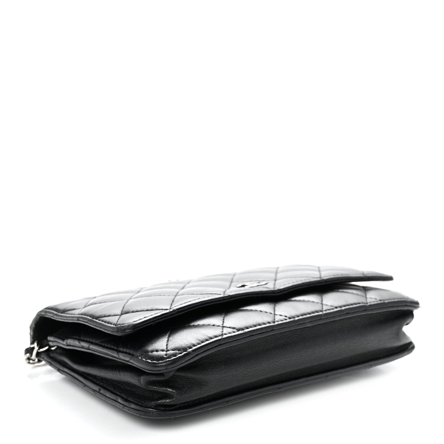 Lambskin Quilted Wallet On Chain WOC Black