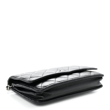 Lambskin Quilted Wallet On Chain WOC Black