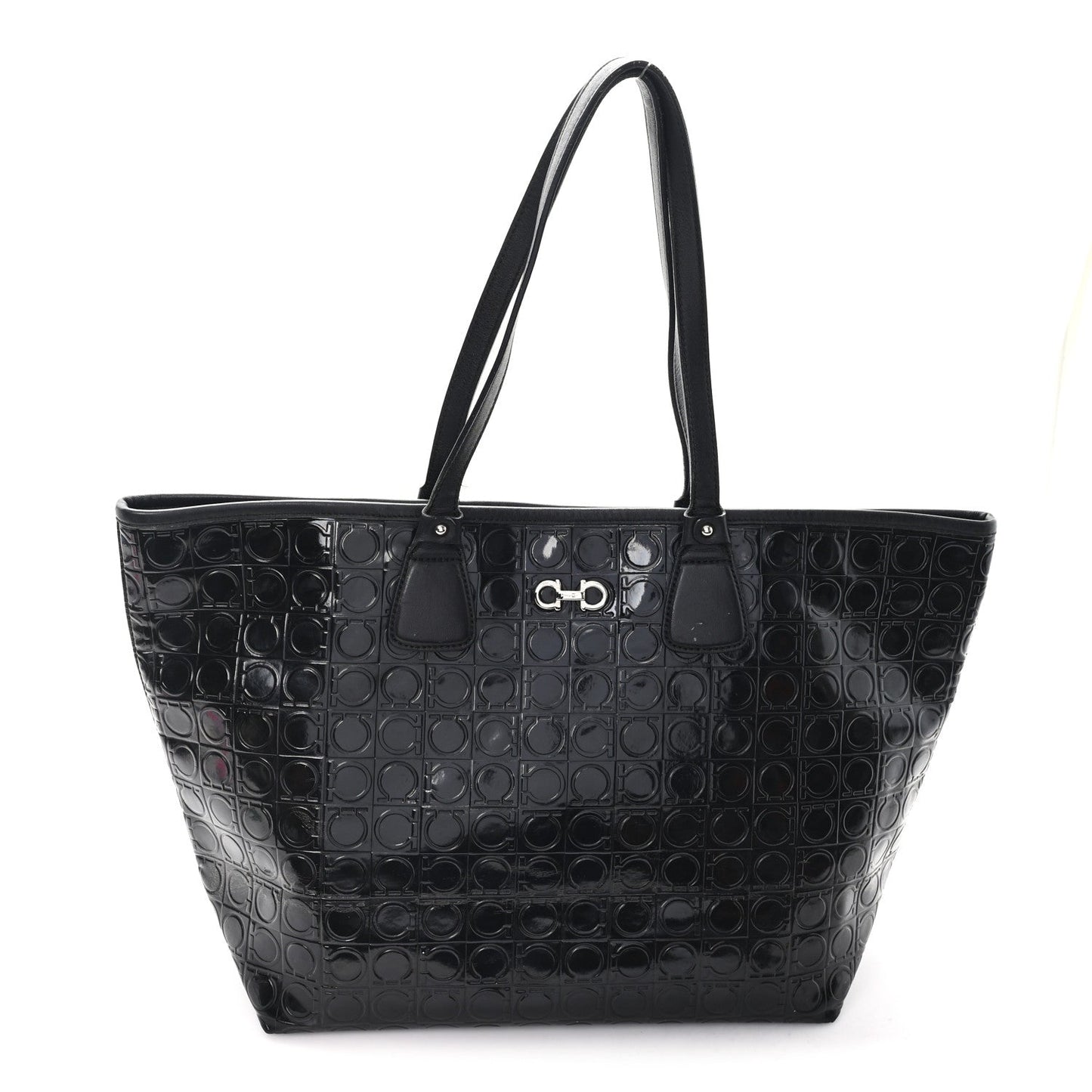 Patent Gancini Embossed Tote Black
