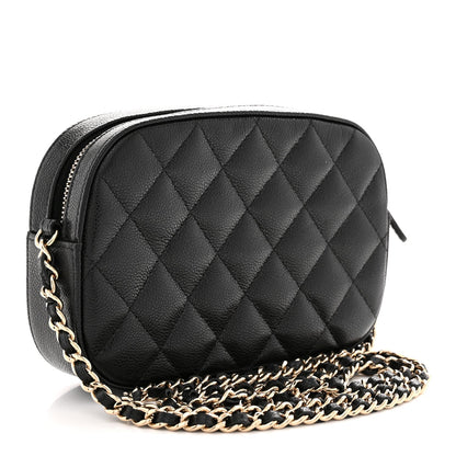 Caviar Quilted Chain Camera Bag Black