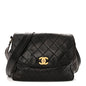 Lambskin Quilted Flap Shoulder Bag Black