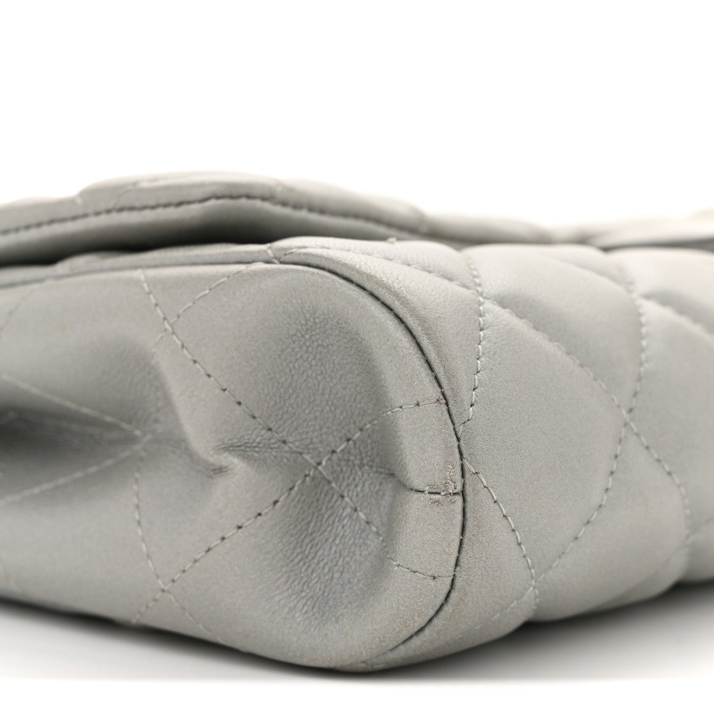 Metallic Lambskin Quilted Clutch With Chain Flap Silver