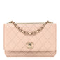 Lambskin Quilted Trendy CC Wallet On Chain WOC Light Beige