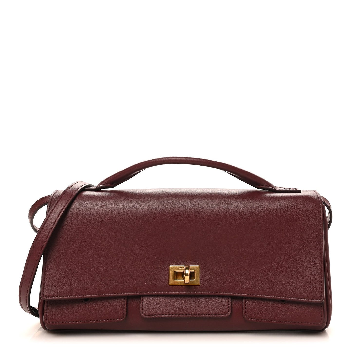 Smooth Calfskin Small Bel Air Clutch On Strap Dark Burgundy