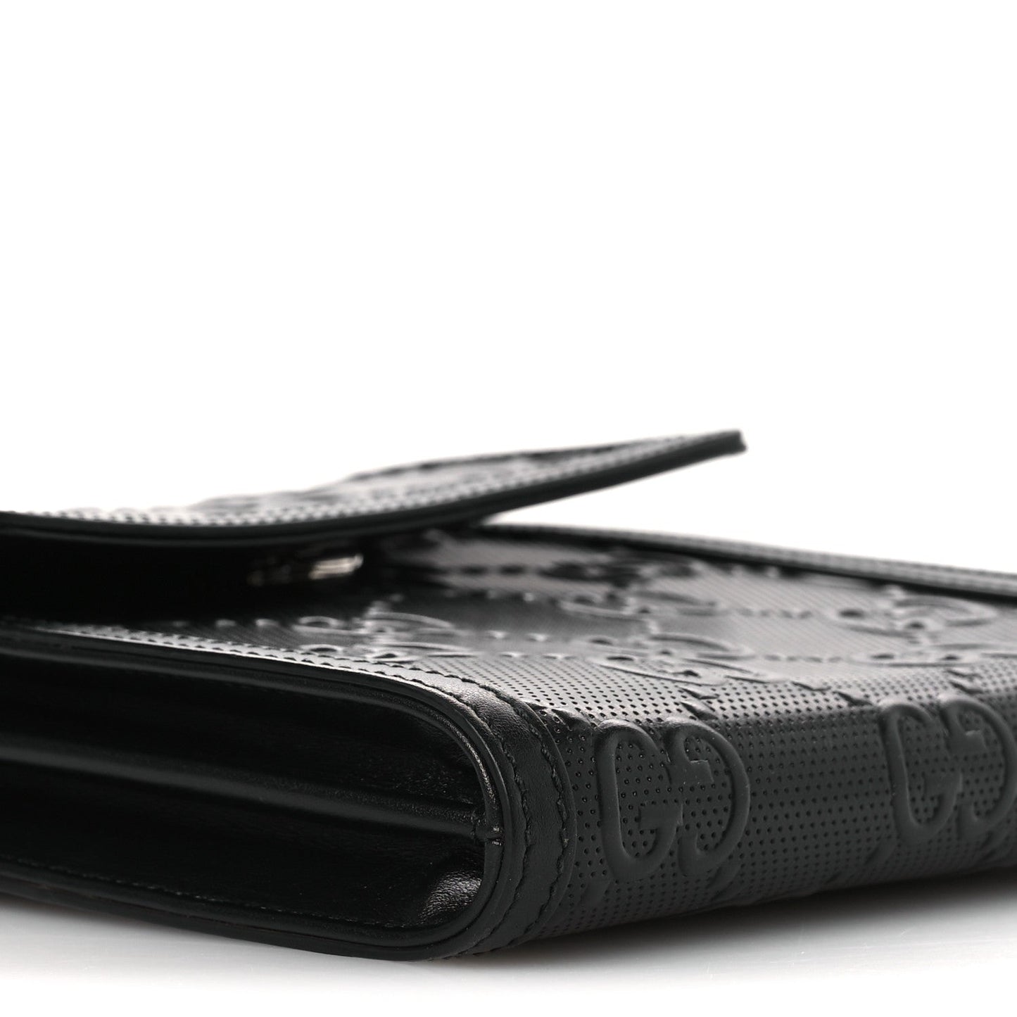 Calfskin GG Tennis Embossed Messenger Bag Black