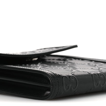 Calfskin GG Tennis Embossed Messenger Bag Black