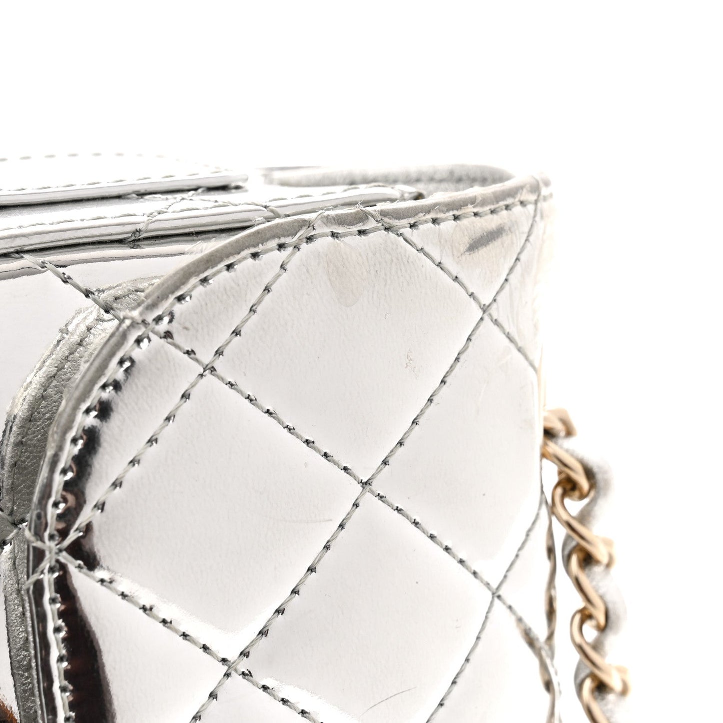 Mirror Calfskin Metallic Calfskin Quilted Hollywood Boulevard Mini Flap With Star Coin Purse Silver