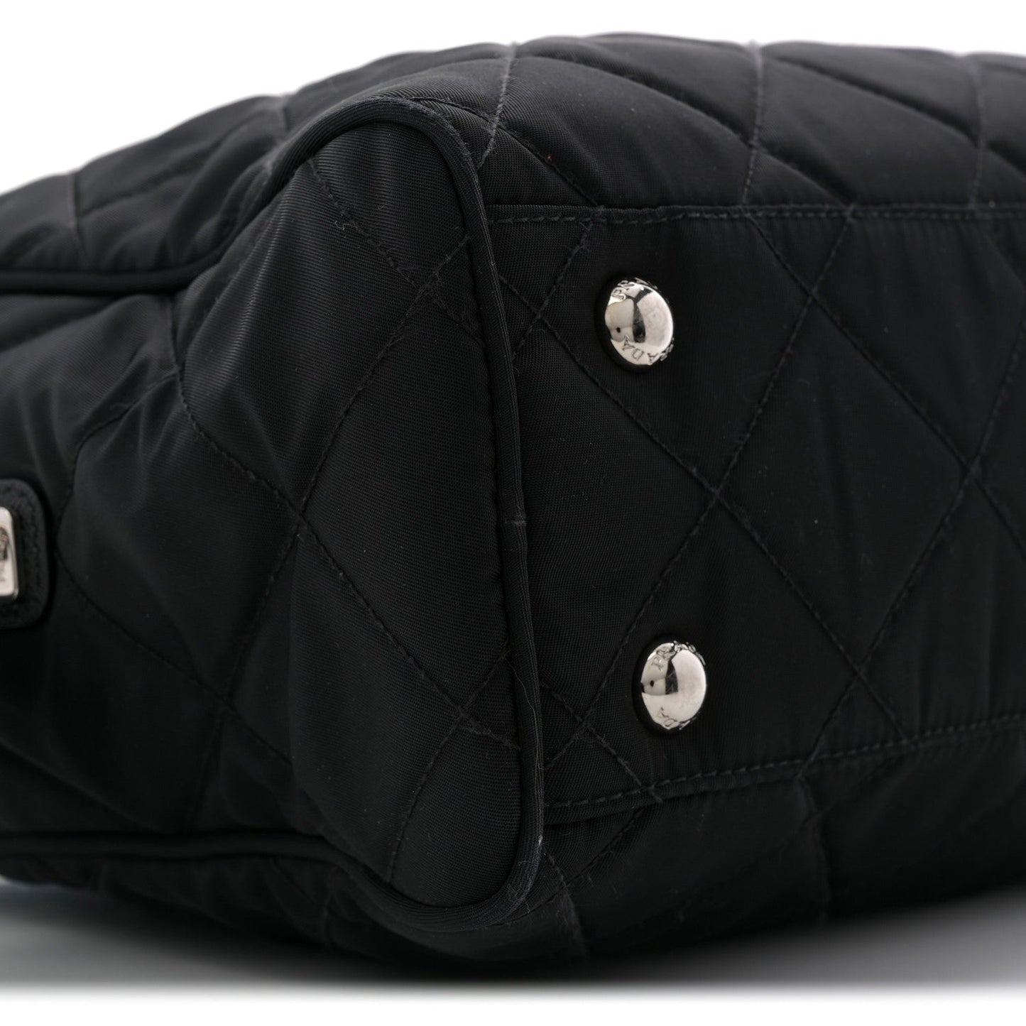 Nylon Tessuto Impuntu Quilted Shoulder Bag Black