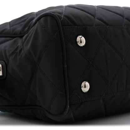 Nylon Tessuto Impuntu Quilted Shoulder Bag Black