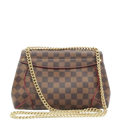 LOUIS VUITTON Caissa Chain Damier Ebene Clutch Shoulder Bag Brown