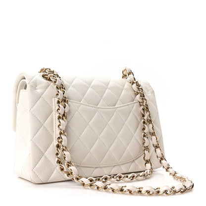 Caviar Quilted Small Double Flap White