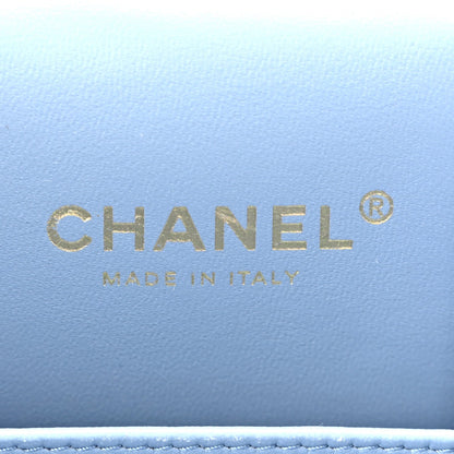 Denim Quilted Small CC Vanity Case Blue