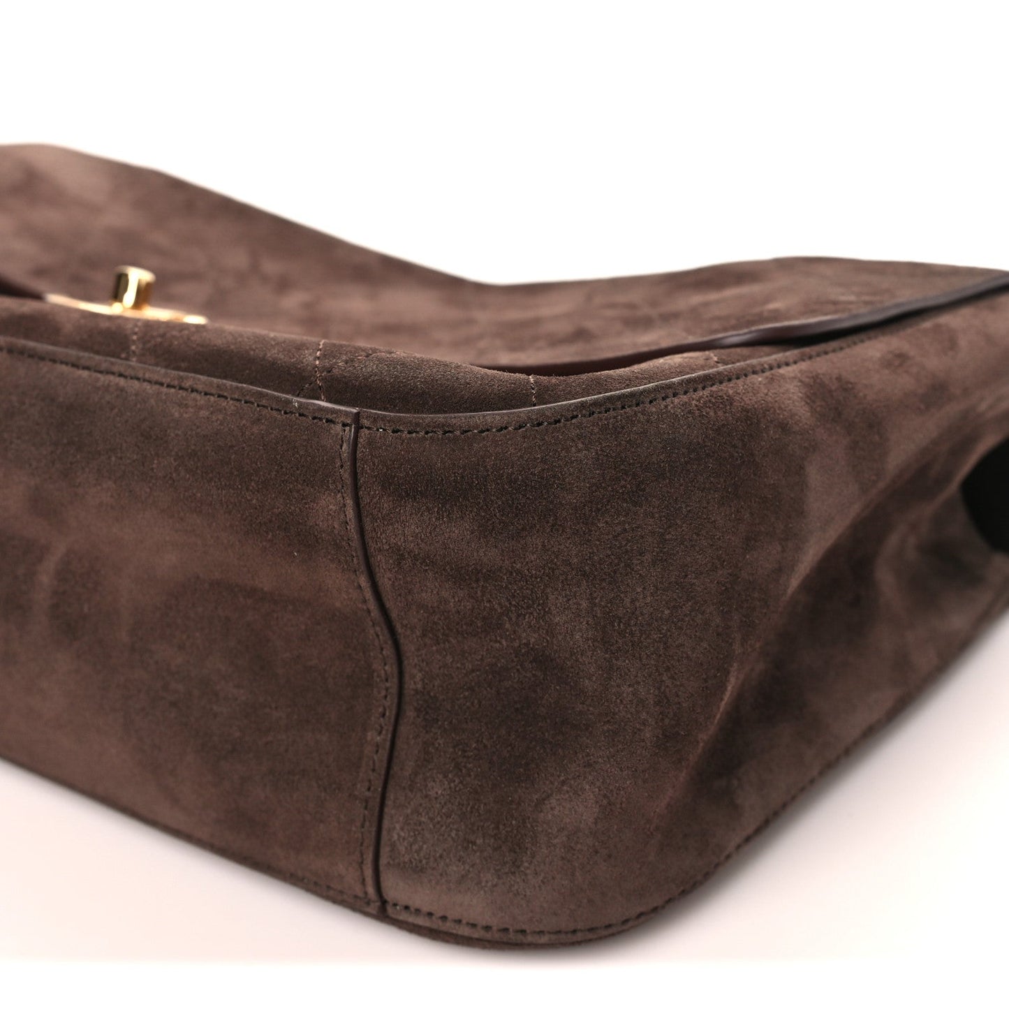 Suede Calfskin Small Souplissimo Maxi Flap Dark Brown