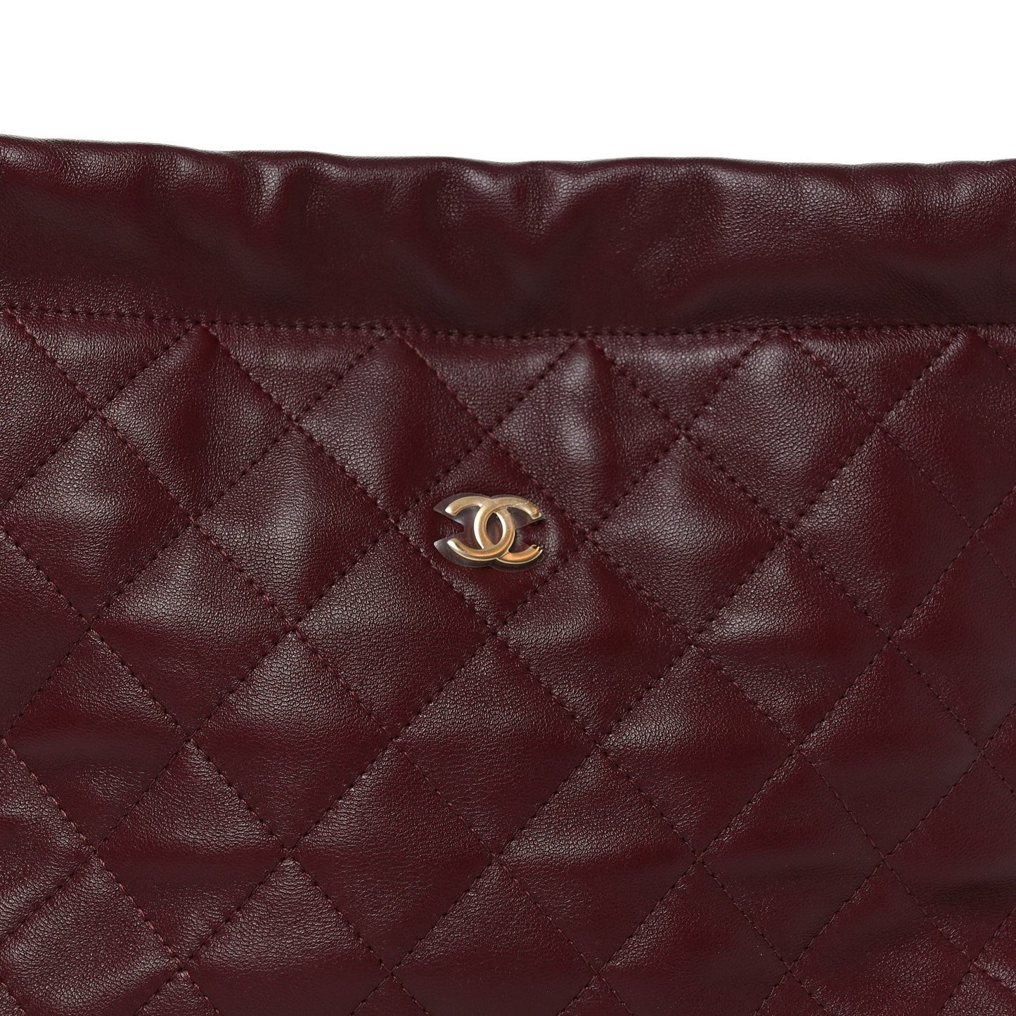 Lambskin Quilted Drawstring Clutch With Strap Dark Burgundy