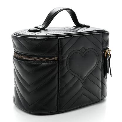 Calfskin Matelasse Small GG Marmont Vanity Cosmetic Case Black