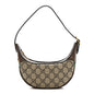 GG Supreme Monogram Textured Calfskin Web Mini Ophidia Half Moon Hobo Beige Ebony New Acero