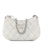 Iridescent Mirror Goatskin Quilted Clutch With Chain Silver