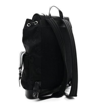 Monogram Jumbo GG Textured Dollar Calfskin Web Double Buckle Backpack Black