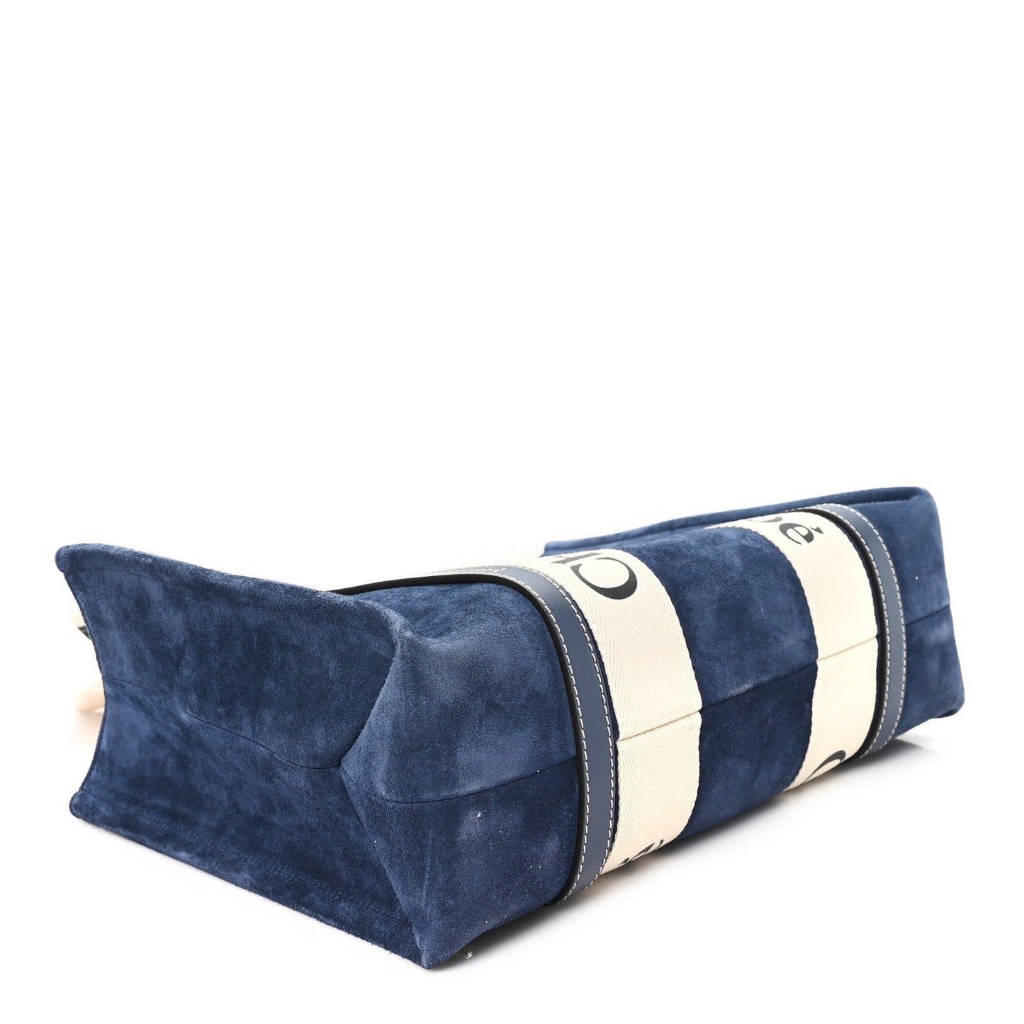 Suede Calfskin Medium Woody Ribbon Tote Navy