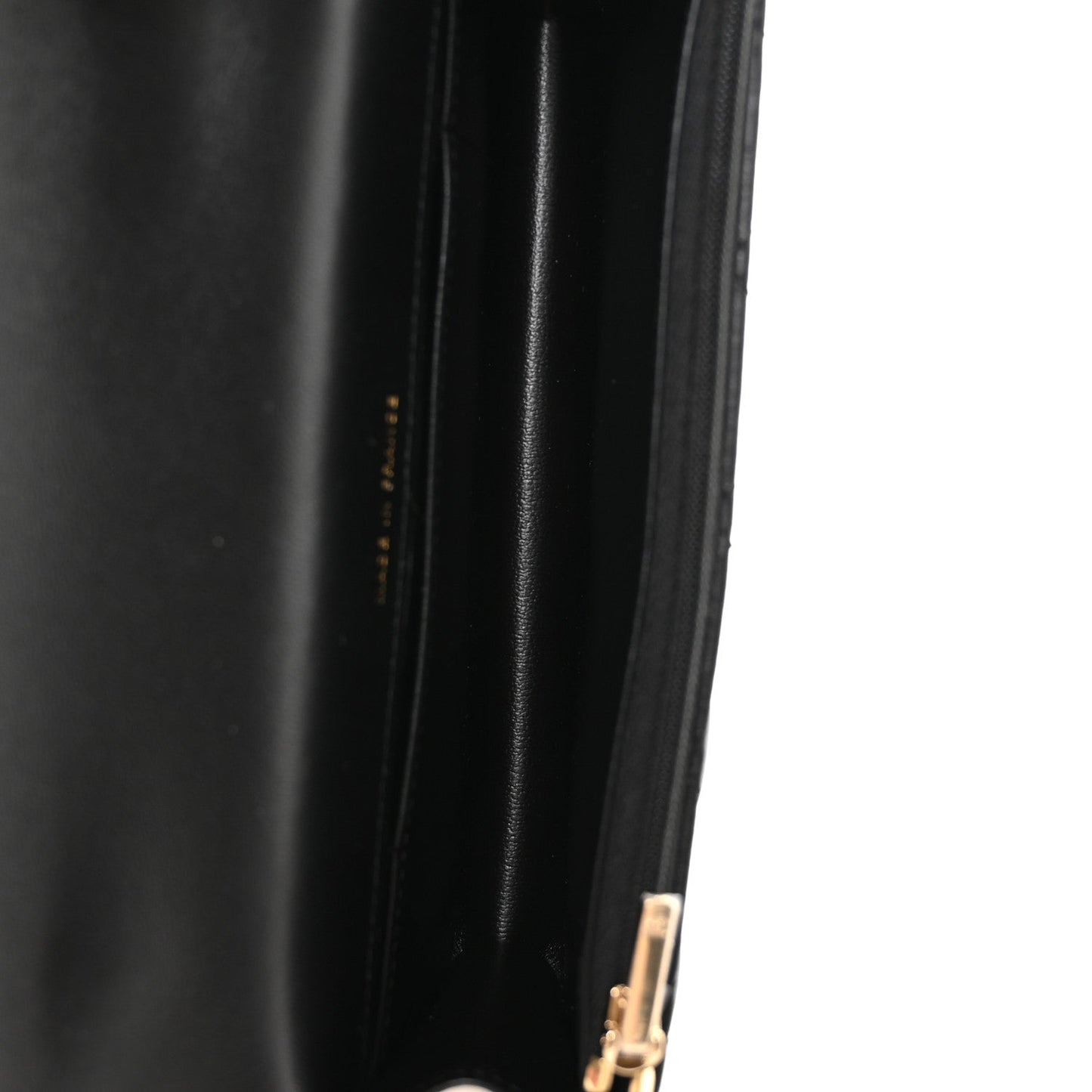 Lambskin Quilted Flap Phone Holder With Chain Black