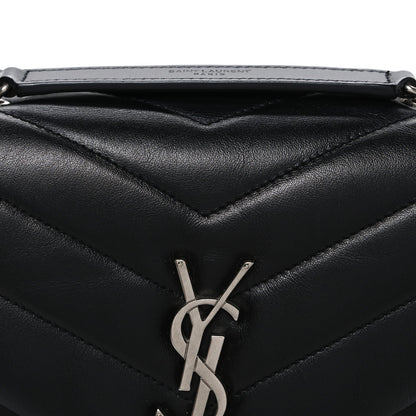 Calfskin Y Quilted Monogram Small Loulou Chain Satchel Black