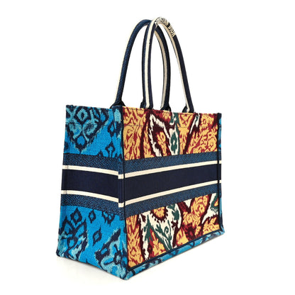 Canvas Embroidered Paisley Medium Book Tote Blue Multicolor