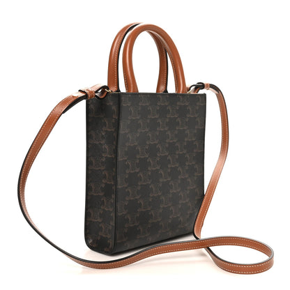 Triomphe Canvas Calfskin Mini Vertical Cabas Tan