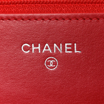 Glazed Calfskin Quilted Reissue Wallet On Chain WOC Red