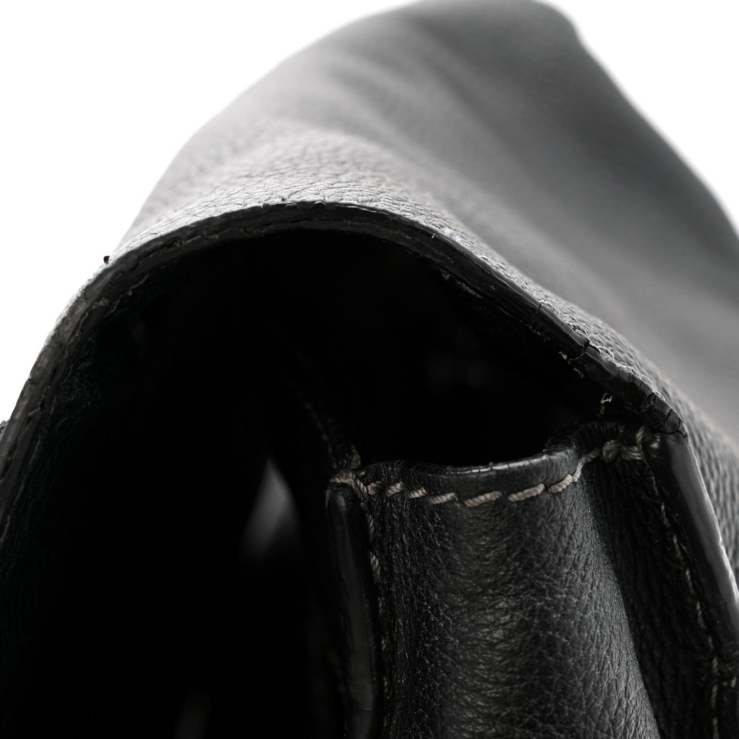 Grained Calfskin Medium Marcie Saddle Bag Black