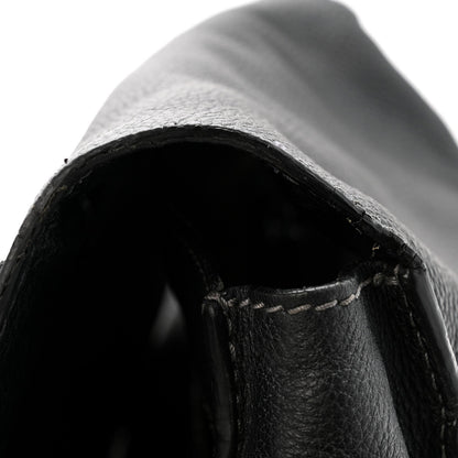 Grained Calfskin Medium Marcie Saddle Bag Black