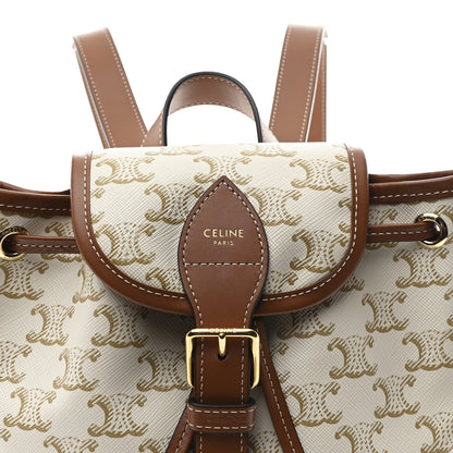 Triomphe Canvas Calfskin Mini Folco Backpack White