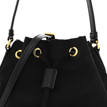 Re-Nylon Duet Drawstring Shoulder Bag Black