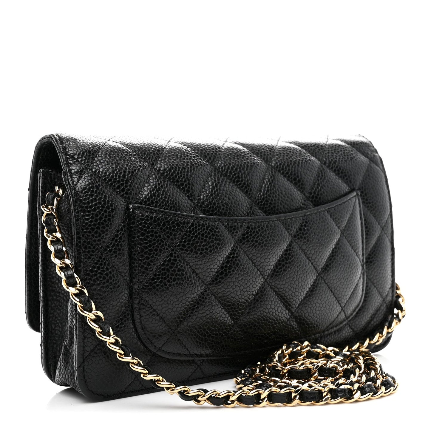 Caviar Quilted Wallet on Chain WOC Black