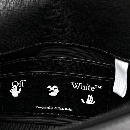 Saffiano Striped Mini Diag Binder Clip Bag Black White Indus