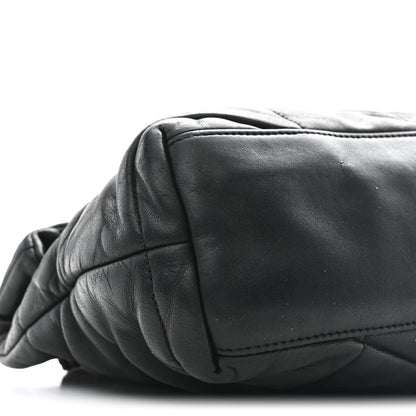Lambskin Quilted Small Loulou Puffer Monogram Chain Satchel Black
