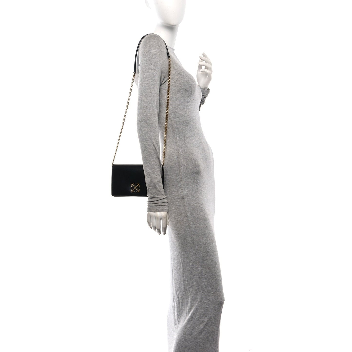 OFF WHITE Calfskin Jitney 0.5 Shoulder Bag Black