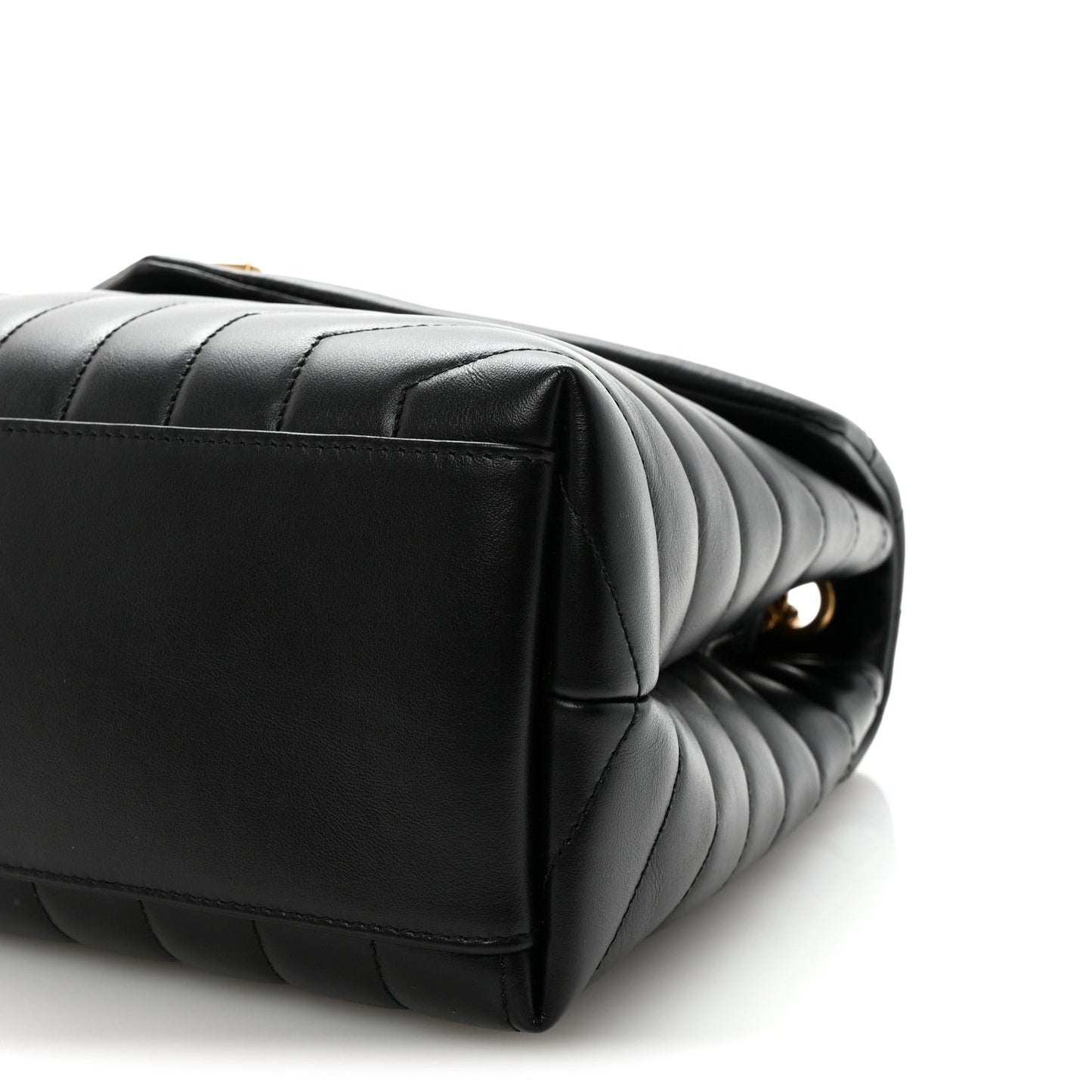 Calfskin Y Quilted Monogram Medium Loulou Chain Satchel Black