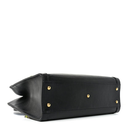 Calfskin Small Diana Tote Bag Black Yellow Fluo