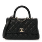 Caviar Quilted Mini Coco Handle Flap Black