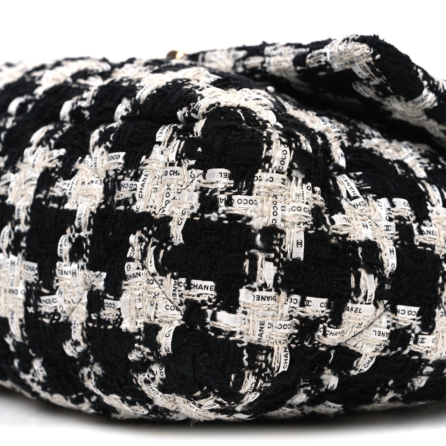 Tweed Quilted Large Chanel 19 Flap Black Ecru White