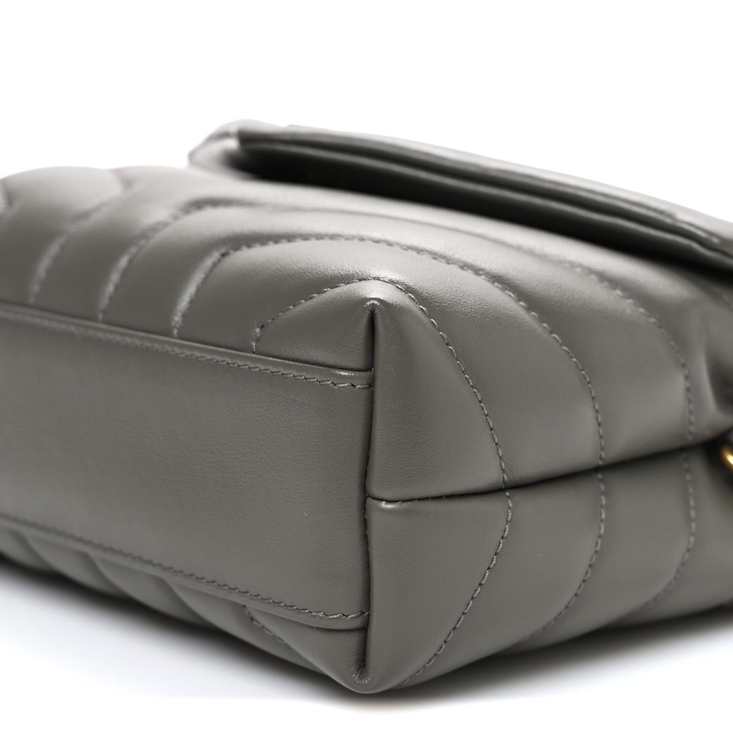 Calfskin Y Quilted Monogram Toy Loulou Crossbody Bag Grey Kaki