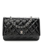 Patent Quilted Wallet On Chain WOC Black