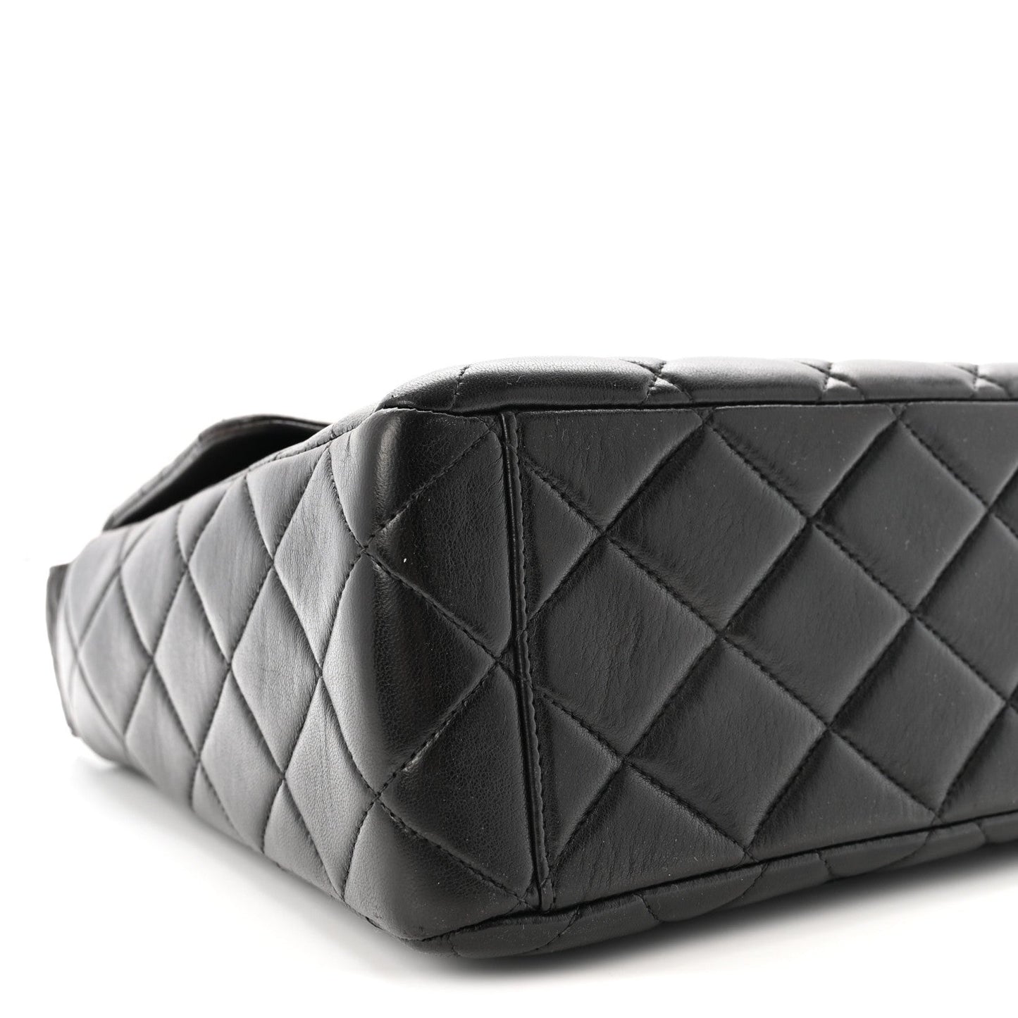 Lambskin Quilted Flap Shoulder Bag Black
