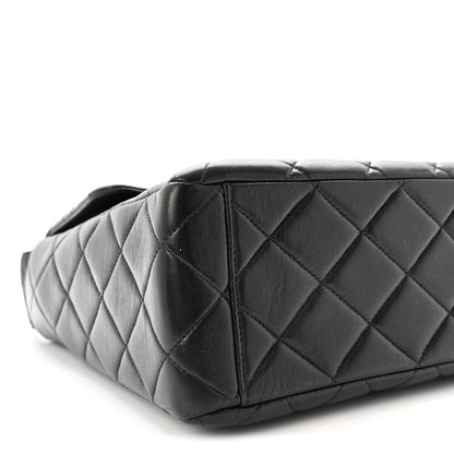 Lambskin Quilted Flap Shoulder Bag Black
