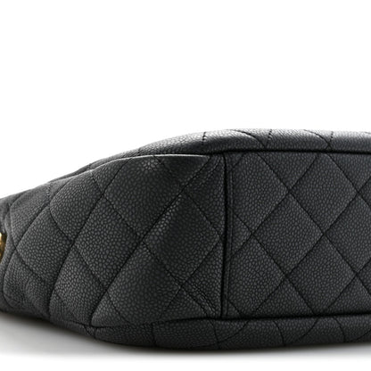 Caviar Quilted Large Coco Tassel Camera Case Black