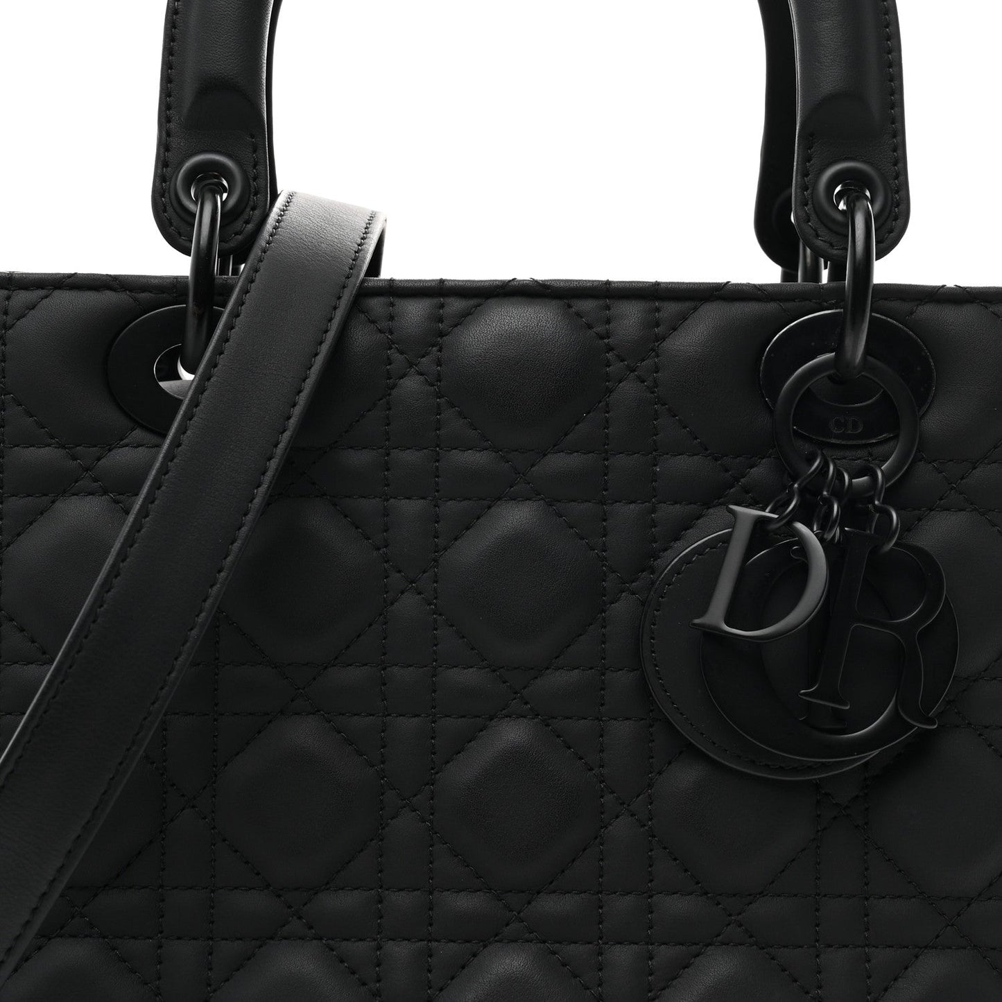 Ultra Matte Calfskin Cannage Medium Lady Dior Black