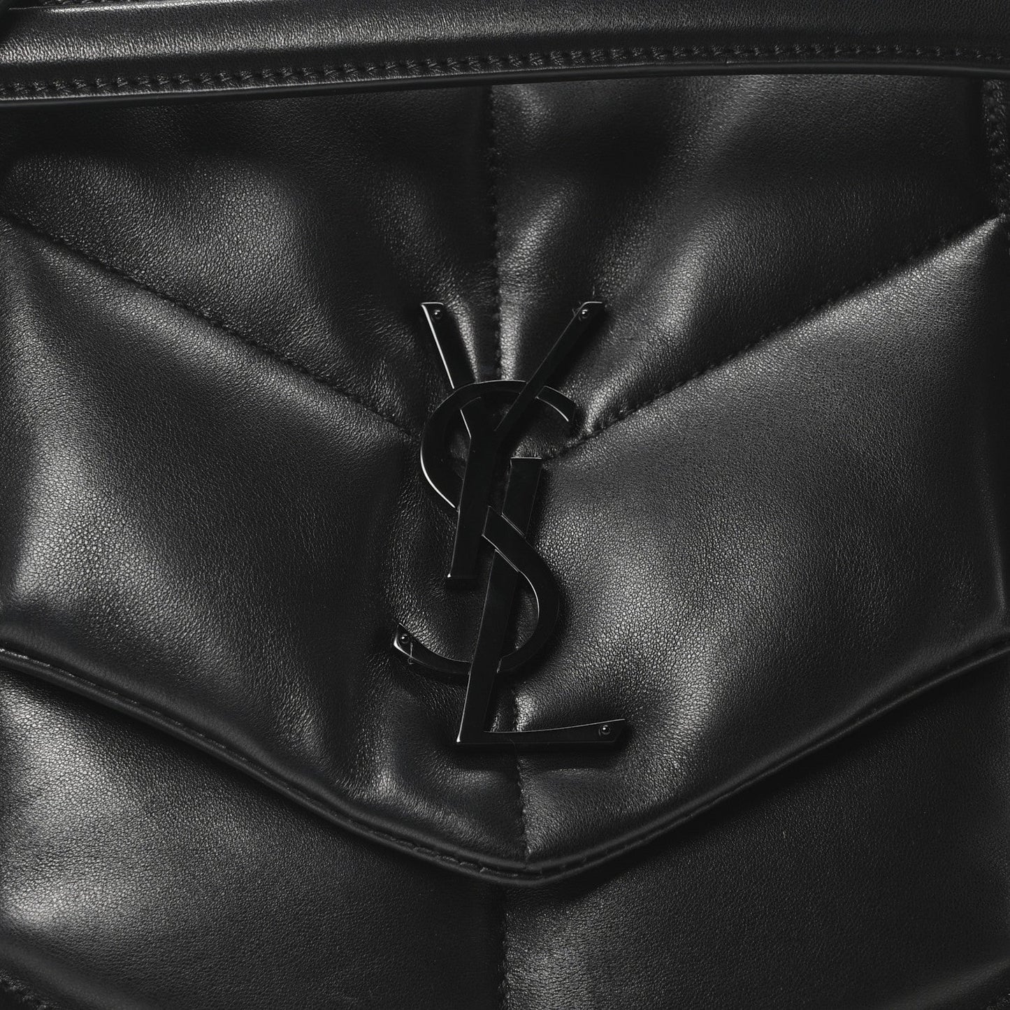 Lambskin Quilted Monogram Monochrome Medium Loulou Puffer Chain Satchel Black
